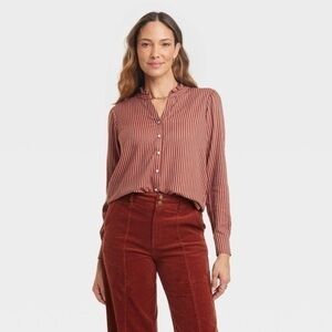 Knox Rose Balloon Sleeve High Neck Shirt XL= 25” P2P NWT